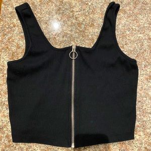 Black zip up crop top
